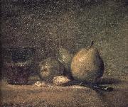 Jean Baptiste Simeon Chardin Sheng three pears walnut wine glass and a knife Germany oil painting artist
